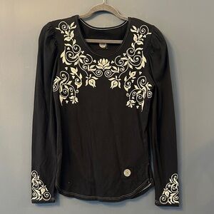 Double D Ranch Black Embroidered and Beaded Top